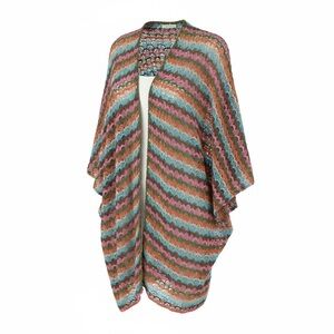 Multicolor Crochet Knit Poncho Cardigan